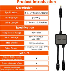 DC 8Mm Y Parallel Adapter Cable, DC 7909 Connector to 8Mm Parallel Adapter Cable