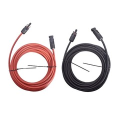 1 Pair 10AWG Black + Red Solar Panel Extension Cable Wire Connector 25 Feet