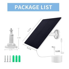 Solar Panel Charger for Ring Cameras – Weatherproof, 5W5V, 3M/9.8FT Cable (2Pack