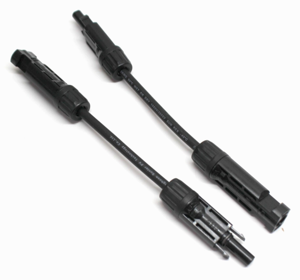 2pc 6″ 12AWG 1500V Solar Cable Adapter Extension 4mm Female 4mm Male