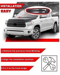 Hood Molding Compatible with 2014-2021 Toyota Tundra Hood Scoop Gloss Black F…