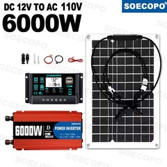 SOECOPO 6000W Solar System Complete Kit,12V DC to 110V/220V AC Inverter