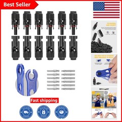 Durable 12 PCS Solar Connectors with 6 Pairs Mall-Female & Weatherproof Spanners