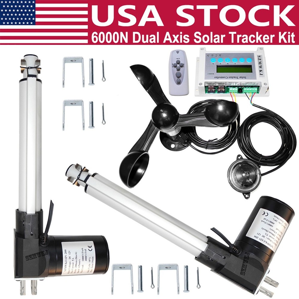Solar Track Dual Axis Tracker &6000N 12V 2X8″ Linear Actuator &Wind Speed Sensor