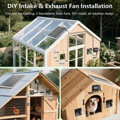25W Solar Powered Fan for Chicken Coop, Shed & Greenhouse – 3 Modes, Battery Inc