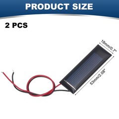 For 2 Mini 0.5V 0.08W 160mA Solar Panels with 2 Cables, 53x18mm