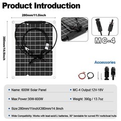 SOECOPO 15000W Peak Solar System Kit Flexible Panel 100A Controller