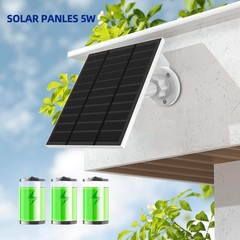 5W 5V Solar Panel Charger for Outdoor Wireless Cameras, Waterproof IP65, 10FT Ca