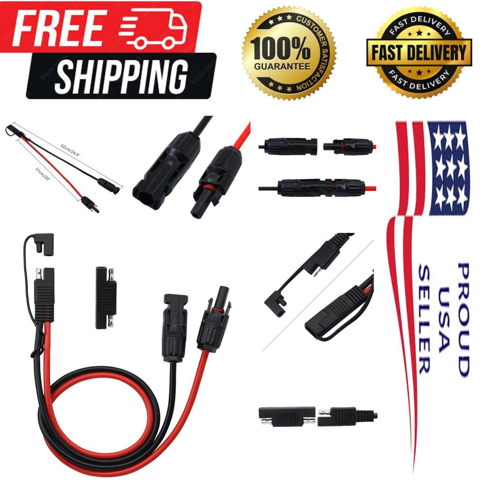 Reliable 10AWG SAE to Male & Female Connector Cable – 50cm Length for RV Use
