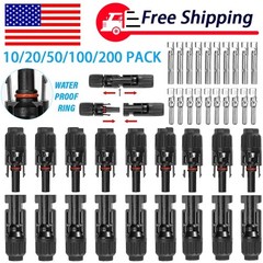 10/20/50/100/200 Pairs Male Female Solar Cable Connectors For DIY Solar Panel US