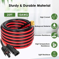 25FT Solar to XT60 Extension Cable 10AWG