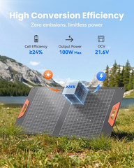 100W Portable Solar Panel for Power Station – 24% Efficiency Bifacial Solar Pane