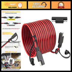 12FT 16AWG Heavy Duty SAE Extension Cable with Polarity Reversing Adapter, 2 Pin