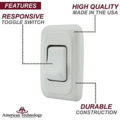 Single SPST On-Off Switch with Bezel, 12-Volt, for RV, Trailer, Camper (White)