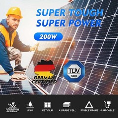 NEW 200W 12V Solar Panel High Efficiency Mon Module RV Marine Boat Home US Stock