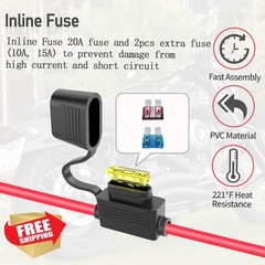 ELFCULB SAE Power Socket 5FT Cable, 10/15/20A Fuse