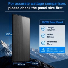 AeternaSol 100W Solar Panel 18V Mono N-Type PV Off-Grid RV Camp Home Boat Roof