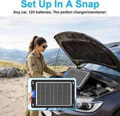 12V Solar Battery Charger Maintainer Compatible With Car Motorcycle Boat RV T…