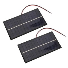 2pcs Solar Panel with Cable 1W 6V Polycrystalline Silicon Solar Charging Panel