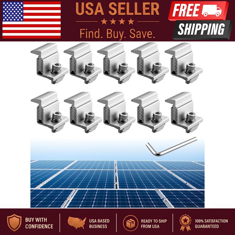 Adjustable Solar Panel Mount Brackets 3050mm 10pc Aluminum Roof Clamp Kit
