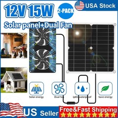 2PCS 15W Solar Powered Fan/Solar Exhaust Fans for Outside/Solar Greenhouse Fan