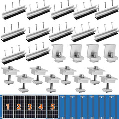 Solar Panel Bracket Kit, 12 Pcs Aluminium Mounting Rail 200Mm, Solar Panel Mount