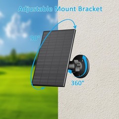 2W Solar Panel for Outdoor Security Cameras, USB-C Charger, Waterproof, 360° Mou
