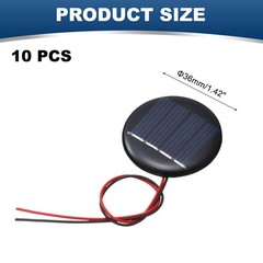 10Pcs 2V 0.08W 40mA Round Mini Solar Panels with Cable