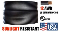 12 AWG Gauge PV Wire 2000 Volt Pre-Cut 100 Ft for Solar Installation Made in USA
