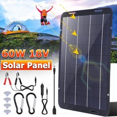 60W Portable Solar Panel Kit for Car Battery Charging 12V Trickle USB Power IP65