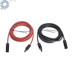 25 Feet 1 Pair Black + Red 12AWG Extension Cable Wire Connector Solar Panel