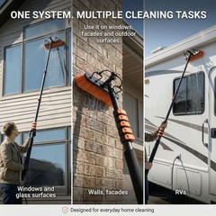 Briliantwerk Solar Panel Cleaning Brush with 20 ft Extension Pole – Water Fed…