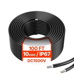100FT 10AWG Solar PV Cable Waterproof Black