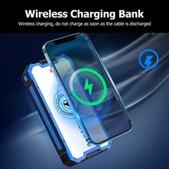 Solar Power Bank 36800mAh 34LEDs 4 USB Output Type C Micro Input Solar External