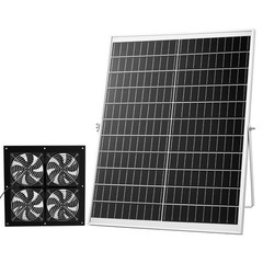 Solar Powered Fan System – 25W Panel, 4 Adjustable Fans, High-Speed 2668 RPM, Id