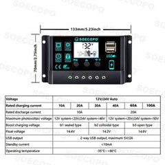 8000W Off-Grid Solar (12V/24V to 110V/220V) 2pcs Solar Panels,Charge Controlleid