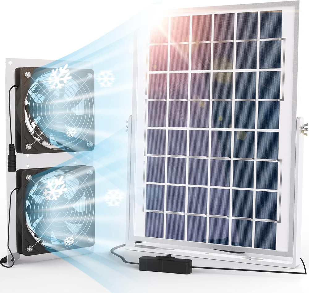 Solar Fan for Shed, 10W Chicken Coop Solar Panel Fan, Solar Greenhouse Fan with