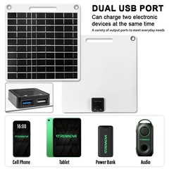 50W Flexible Solar Panel USB Output Phone Power Bank Outdoor RV Emergency Use