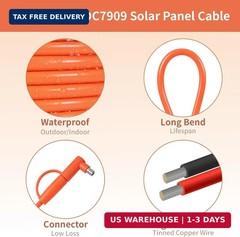 8mm DC Extension Cable 10FT – DC7909 Male to Female Solar Cable with DC8020 Adap