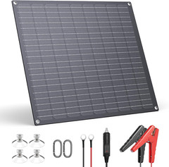 30W 12V Solar Battery Charger & Maintainer, Waterproof for Car, RV, Boat, Motorc