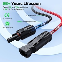 Y-Branch Solar Connectors Extension Cable, 10.8FT 12AWG Solar Cable Parallel …