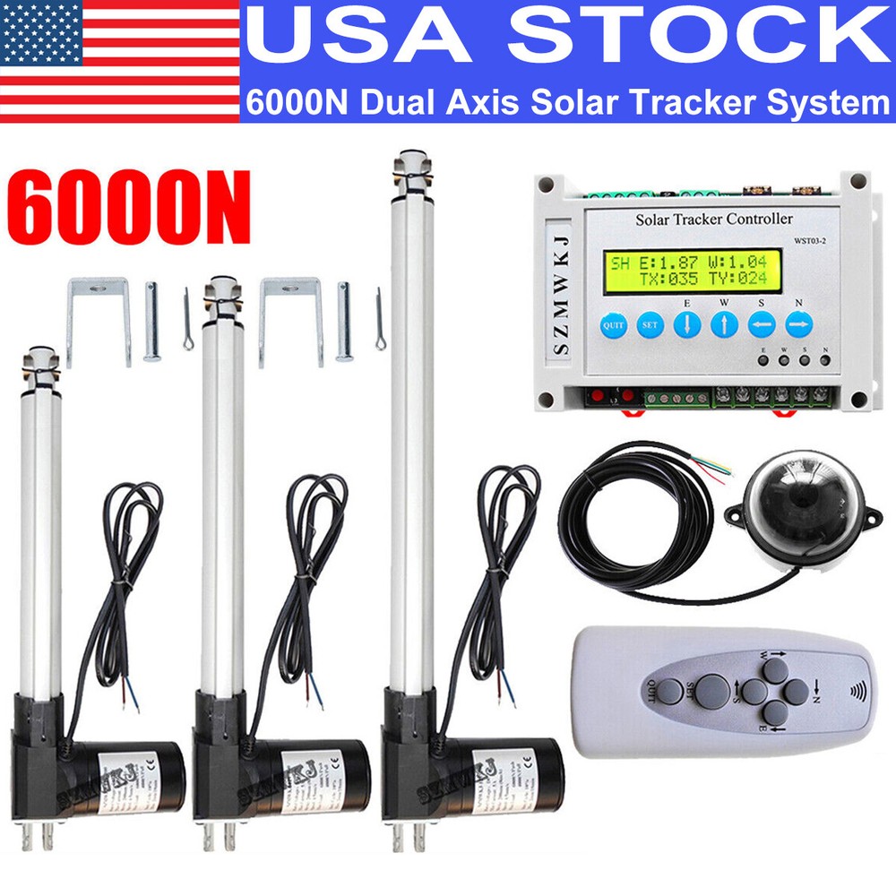 LCD Dual Axis Solar Panel Tracking Tracker Controller & 2*6000N Linear Actuators