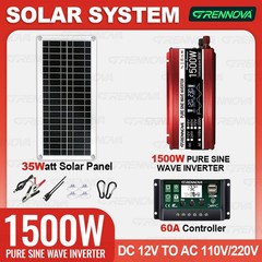 Grennova 1500W Pure Sine Solar Kit 60A MPPT Off-Grid Home RV Backup