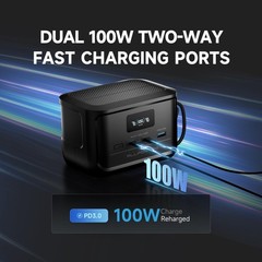 200W Portable Solar Power Station 41600mAh Dual 110V AC Outlet Emergency Backup