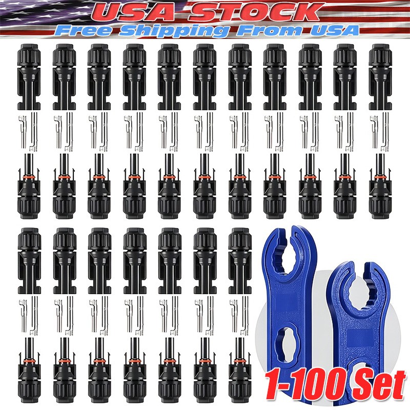 1-100Set Male Female Wire Cable Connector Set Solar Panel Waterproof Connector