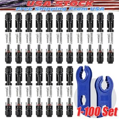 1-100Set Male Female Wire Cable Connector Set Solar Panel Waterproof Connector