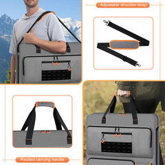 Solar Panel Storage Bag with Orange Lining, Deepened Opening, Zipper with Pull a