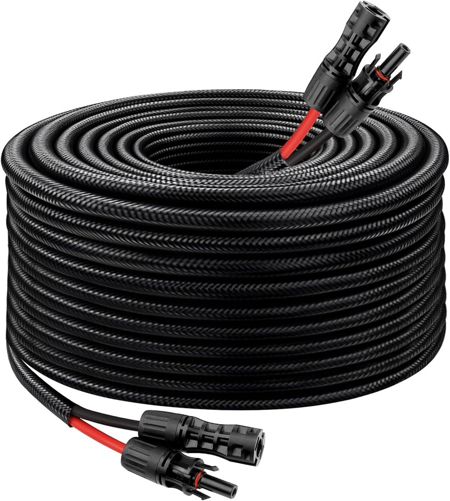 50FT 8AWG Solar Extension Cable Waterproof Connectors