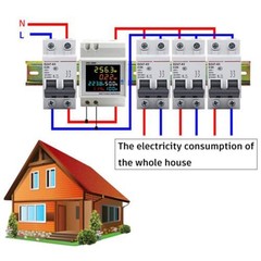 Brightness AC Power Meter 100A 6 In 1 AC Power Meter Din Rail High-Precision
