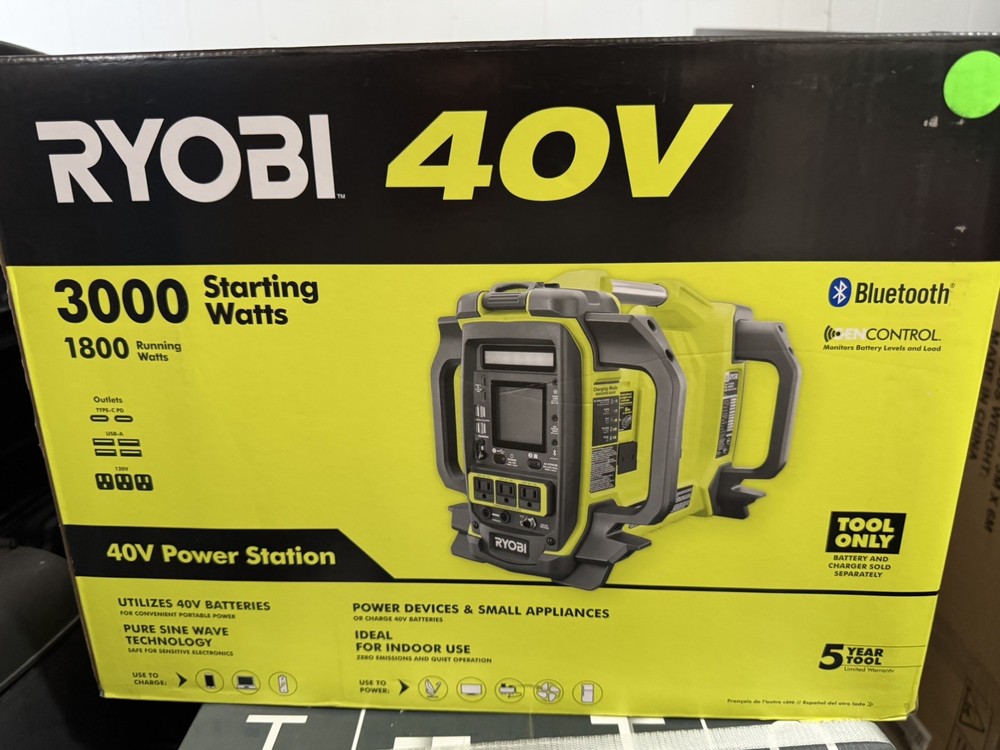 RYOBI 40V 1800-Watt Portable Battery Power Station Inverter Generator *Brand New